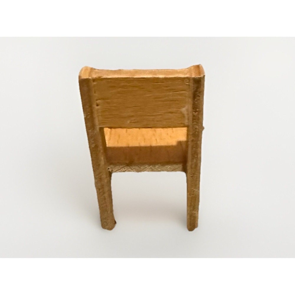 Handcrafted Miniature Wooden Chair Natural Grain Rustic Dollhouse Furniture - Picture 4 of 6